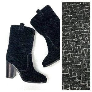 Laurence Dacade Paris ‘Pippo’ Black Woven Suede Ankle Boots